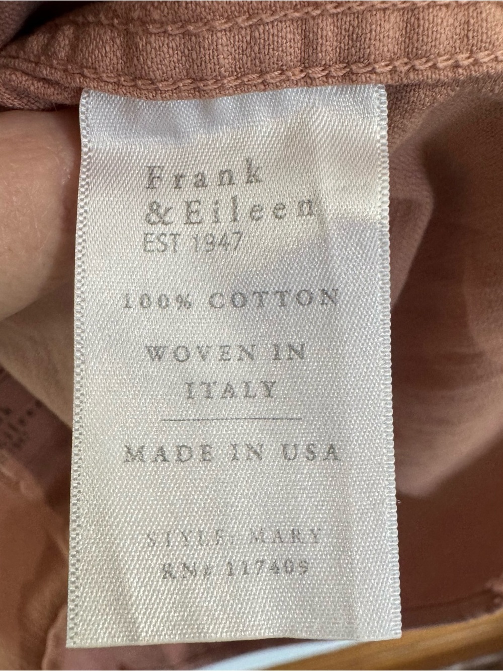 FRANK & EILEEN Mary Classic Shirt Dress Cotton in Desert Pink Size Small S - Picture 10 of 11
